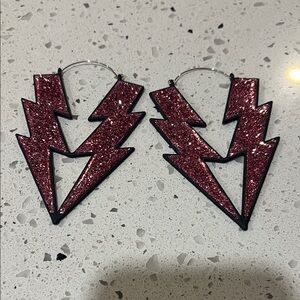Pink Glitter Lightning Bolt Earrings